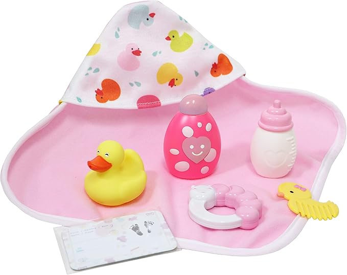 JC Toys - La Newborn | 10 piece Layette Deluxe Bathtub Gift Set | 12.5" Life-Like Vinyl Newborn Doll with Accessories | Pink | Waterproof | Ages 2+ (18370)