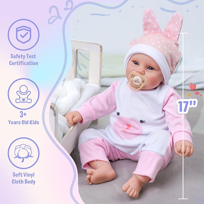 BABESIDE Reborn Baby Dolls, 20Inch Cute Soft Vinyl Realistic-Newborn Baby Doll Poseable Real Life Lifelike Baby Dolls w/Doll Accessories for 3+ Year Old Girls