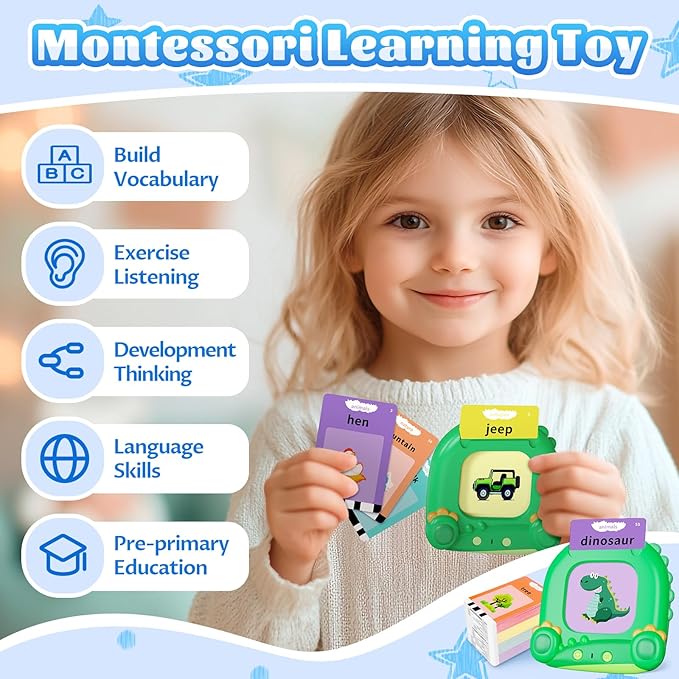 MindPal Talking Flash Cards for Toddler, Kids Learning Toys, Children's Sensory Education Speech Therapy Toys,Montessori Learning Educational Present for 3+ Year Old with 224 Sight Words