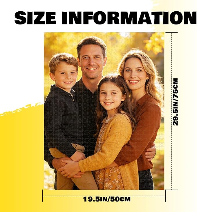 Custom Photo Puzzle 1000 Pieces，Personalized Jigsaw Puzzle Made from Your Own Picture, Ideal Gift for Valentine's Day, Wedding, Pet, Birthday, Familys