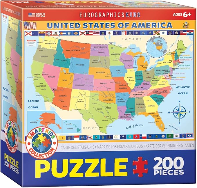 EuroGraphics Map of the United States of America Jigsaw Puzzle (200-Piece)