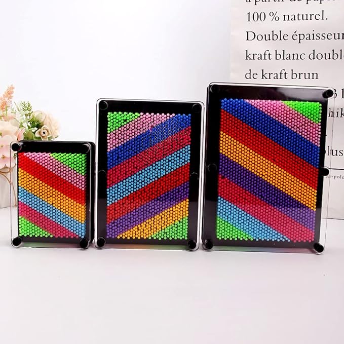 3D Pin Art Intellectual Fun Toy Rainbow Plastic Pin Art Palm Board Push Pin Toy (Rainbow-10x8Inches)