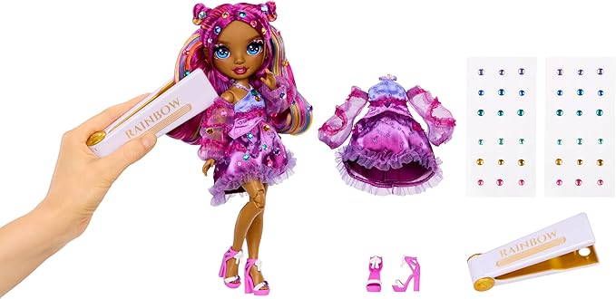 Rainbow High Be Dazzling Fashion Dolls- Noemie Violette (Purple) with Bedazzler Tool and Sparkle Gems