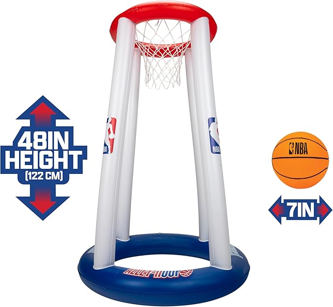 Franklin Sports NBA Alley-Hoop Kids Inflatable Toy Basketball Hoop Set - Indoor + Outdoor Mini Inflatable Hoop + Basketball Set for Kids Ages 3+ - Boys + Girls Basketball Toy - 48" Inches