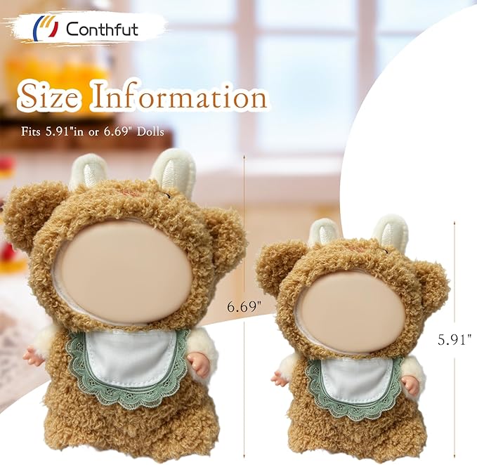 17cm Doll Clothes, Clothes for Dolls Outfit, Accessories for Dolls Clothes, Cute Clothes Set for Doll,No Doll Included(Khaki)