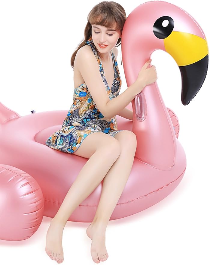 Jasonwell Giant Inflatable Flamingo Pool Float with Fast Valves Summer Beach Swimming Pool Floatie Lounge Floating Raft Outdoor Party Decorations Toys for Adults (XL)