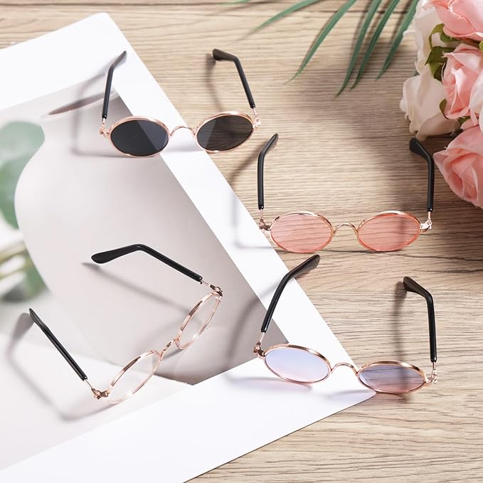 BOXOB 4pcs Doll Glasses, 4 Colors Plastic Doll Dress up Eyeglasses Toy Glasses Costume Accessories Compatible with 5.12 Inch