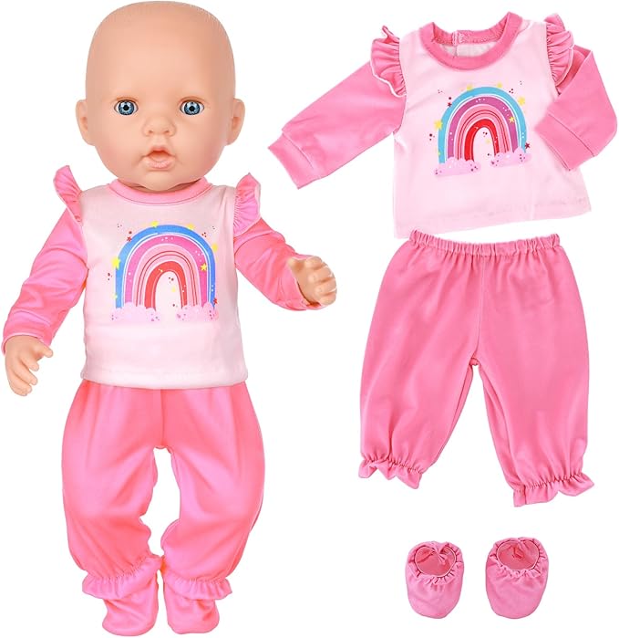 UNICORN ELEMENT 13 Pcs Baby Doll Clothes and Accessories for 14-18 inch Dolls, Baby Doll Feeding and Caring Set with Baby Doll Diaper Bag, Clothes, Diapers, Bottles, Pacifier, Best Gift for Kids