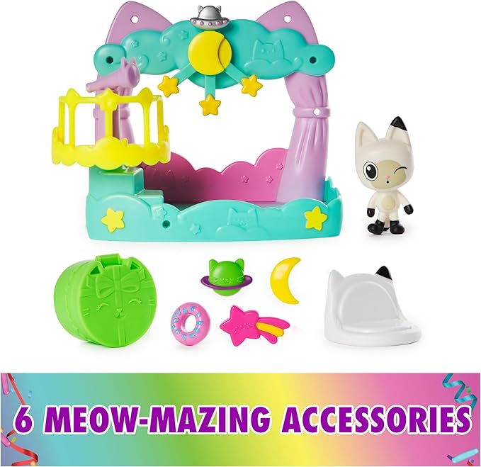 Gabby’s Dollhouse, Pandy Paws Dreamy Balcony Playset, 8-Pieces with Toy Figures, Doll House Accessories & Sensory Play, Kids Toys for Girls & Boys 3+