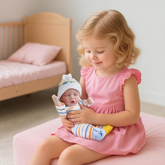 CARANOVO Lifelike Reborn Baby Dolls - 12 Inch Full Body Vinyl Realistic Baby Doll Sleeping Newborn Real Life Small Baby Doll for 3 + Year Old Kids
