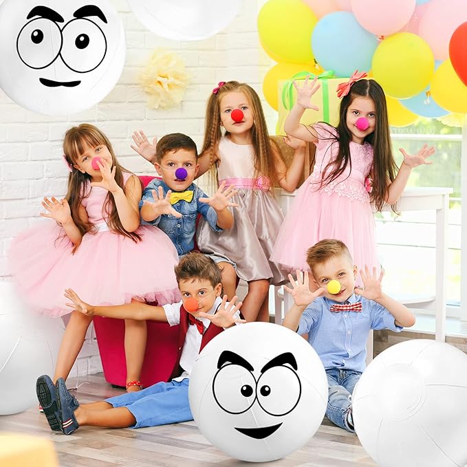 Junkin10 Pieces Solid White Beach Balls Bulk Big Inflatable Beach Ball Giant Swimming Pool Balls Beach Game Toy for Summer Beach, Pool and Party Favor (24 Inch)