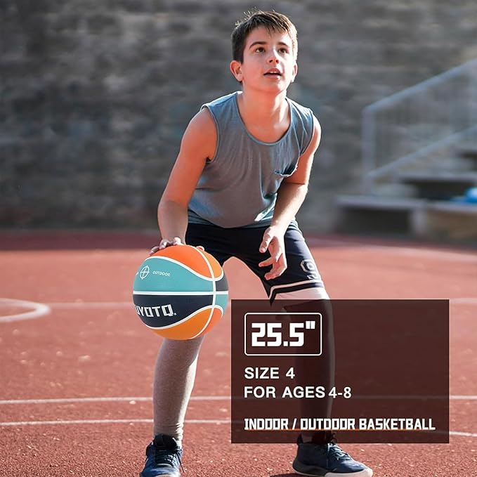 KUYOTQ Kids Youth Adult Size 3/4/5/6/7 (22/25.5/27.5/28.5/29.5") Basketball Premium Rubber or Faux Leather Basketball Indoor Outdoor Basketball for Boys Girls Womens Mens Basketball Gifts (Deflated)
