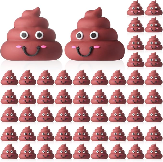 100 Pcs Mini Poop Figures Small Poop Figurines Poo Toys Fake Poop Classic Brown Poop Rubber Poop for Prank Hide Seek Goodie Bags Piñata Stuffers Party Supplies Gifts Easter Egg Fillers
