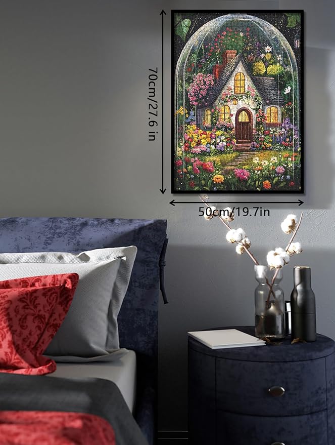 Flower Garden Puzzles for Adults 1000 Pieces Plant, Colorful Art Floral House Jigsaw Puzzles, Beautiful Nature Painting Aesthetic Puzzle