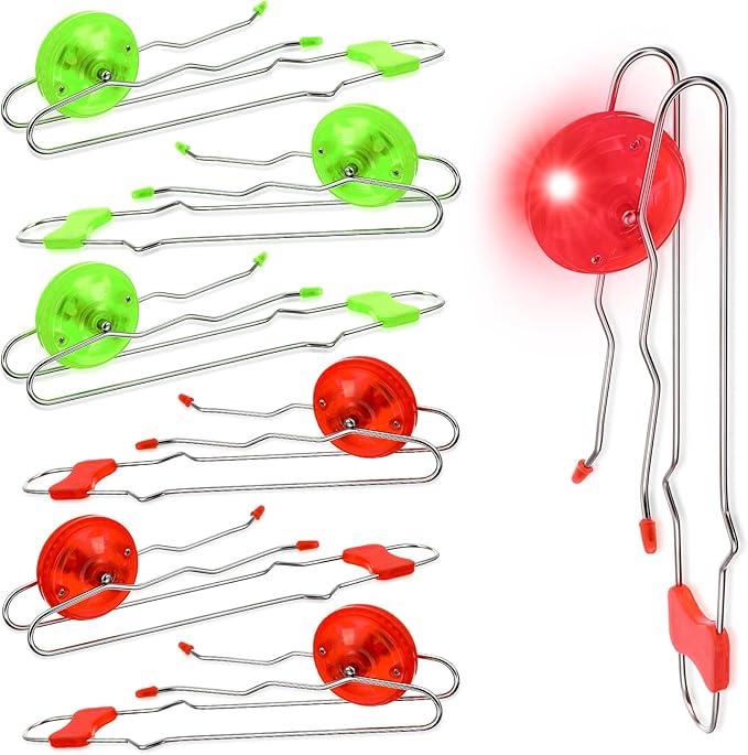 Sumind 6 Pcs Magnetic Gyro Wheels Toy Retro Light up Gyroscope Rails Twirler Easter Gyroscope Gift Kid Sensory Trick Yoyo Sensory Fidget Toys for Boy Girl(Wave Rail,Green, Red)