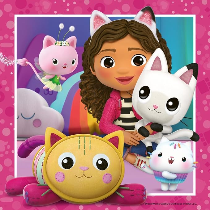Ravensburger Gabby's Dollhouse 3 x 49 Piece Jigsaw Puzzle Set for Kids - Screen-Free Activity Boosts Concentration and Focus