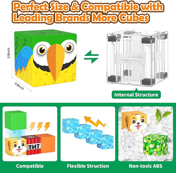 Magnetic Blocks with Animals, Magnetic Building Blocks Magnet Cube Toys Stacking, Build Forest World Set, STEM Montessori Sensory Toys for Gifts (150 Forest Animals)
