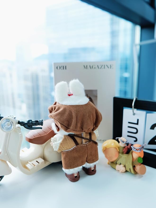 Clothes for 17cm Doll, 6 pcs Set Doll's Outfits Luxury Dress Shirt Pants Glasses Hat Headset Shoes Camera Accessories Fashion Stylish Adorable Dolls Clothes (No Doll) (Painter Brown)
