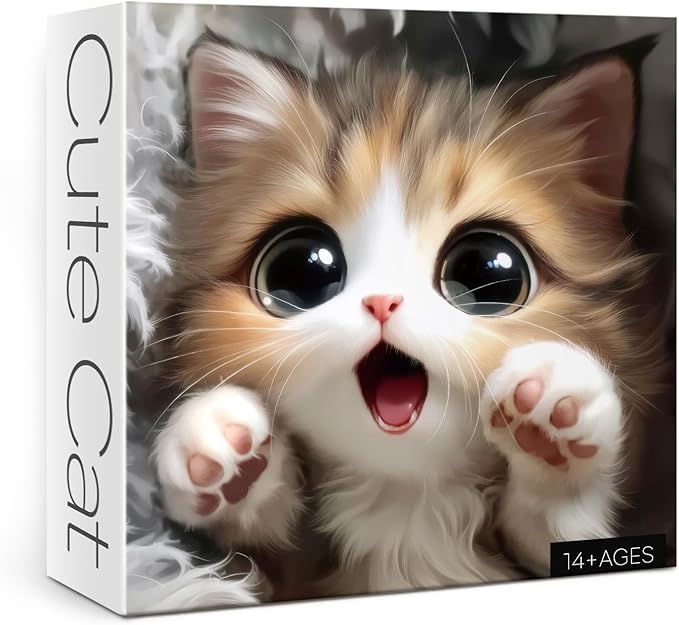 Cute Cat Puzzles for Adults 1000 Pieces, Pretty Kitty Art Jigsaw Puzzles, Beautiful Animal Kitten Puzzles