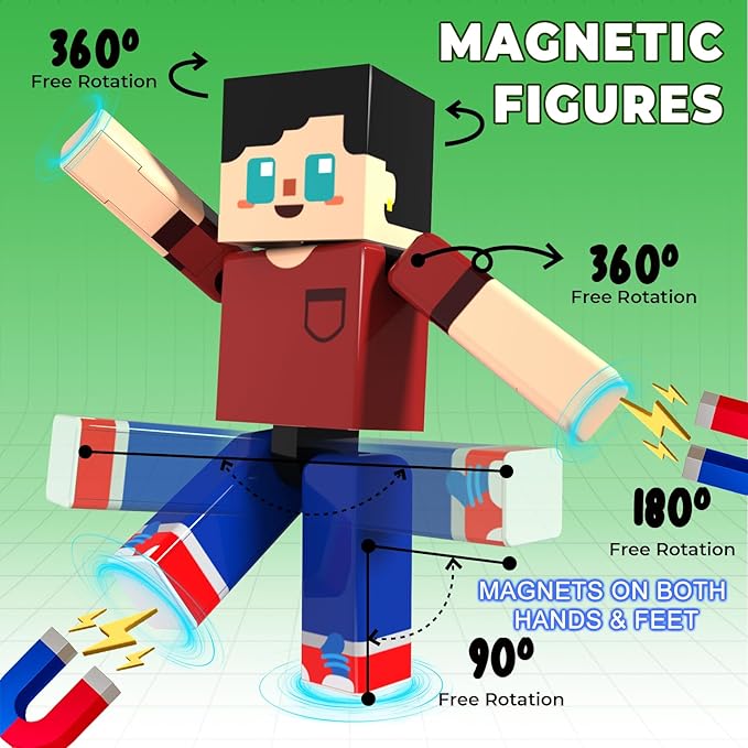 45 Pcs Travel Magnetic Blocks -Mini Magnetic Building Blocks for Kids Ages 4-8, Magnet Cubes Stacking Toys with Portable Metal Box, Easter Birthday Gift for 3+ Year Old Boys Girls