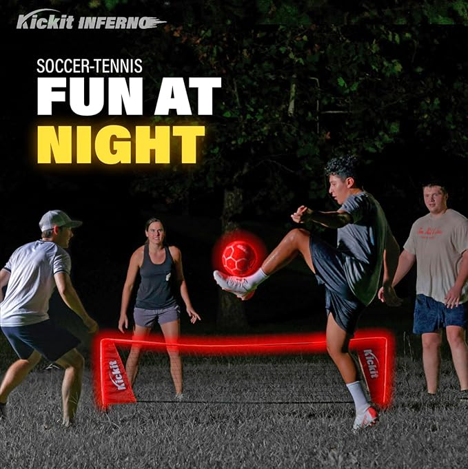 Kickit Soccer Tennis Game Set, Portable 6.5' Wide x 2' High Net & Soft Lightweight Ball, Play Outdoors, Indoors, Backyard, Beach, Complete Skills Training & Travel Friendly, Original