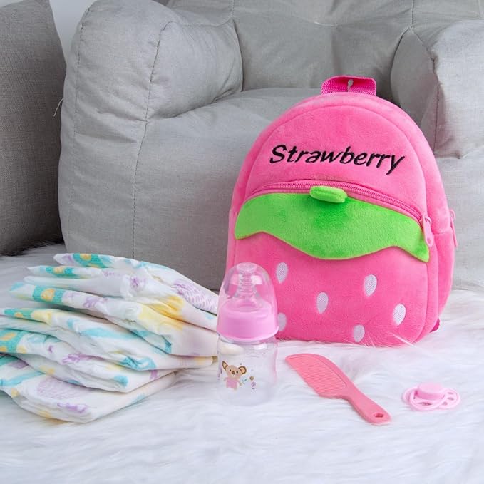 Reborn Baby Doll Diaper Bag Accessories Set 10 Pcs Baby Dolls Feeding and Caring Set Includes Backpack&Diapers&Bottle&Magnetic Pacifier&Comb Newborn Girls Gift