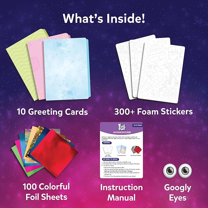 Skillmatics Foil Fun - Card Making Set, No Mess Art for Kids, Craft Kits & Supplies, DIY Creative Activity, Gifts for Girls & Boys Ages 4, 5, 6, 7, 8, 9