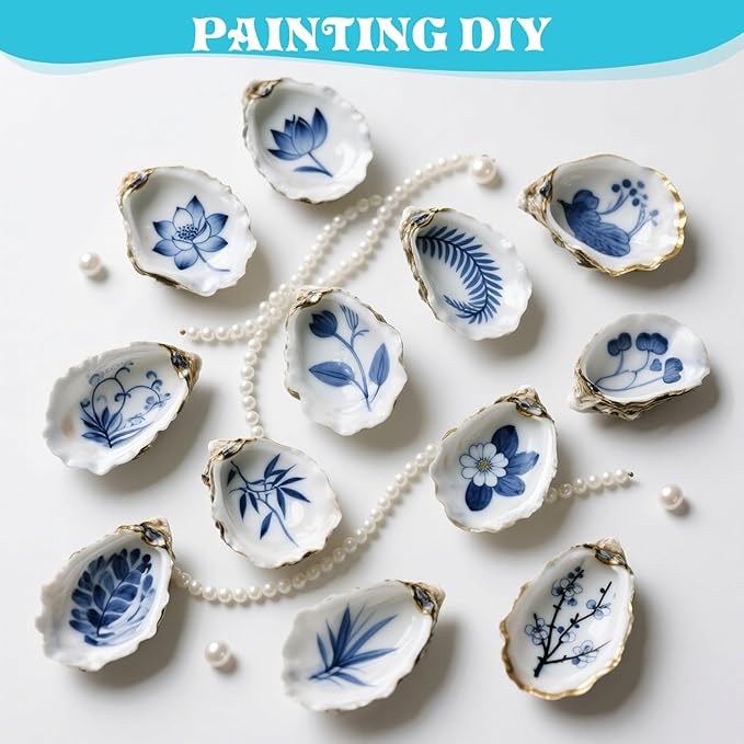GMGH 24Pcs Oyster Shells Painting Kit for Kids, 4"-5" Large Oyster Shell for Crafts, Bulk Sea Shells Arts and Crafting Supplies, DIY Seashells Ornaments for Christmas Gifts, Home Decor