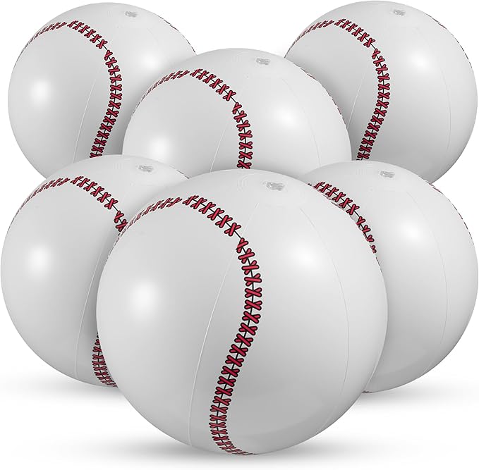Inflatable Beach Balls (6 Pack) - 16-Inch Durable PVC Blow Up Beach Balls for Kids, Easy to Inflate, Summer Pool Float, Party Favors, Sports Theme Decorations, Giveaways & Outdoor Toys