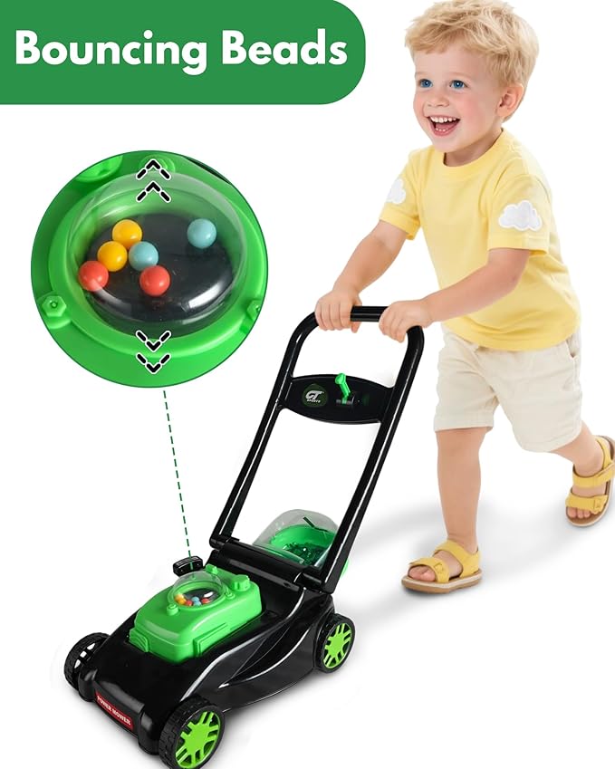 Kids Lawn Mower with Realistic Grass-Cutting Action and Sounds – No Batteries Required | Fun Outdoor Push Toy, Birthday Gift & Holiday Present for 3, 4, 5, 6, 7, 8 Year Old Boys and Girls (Black)