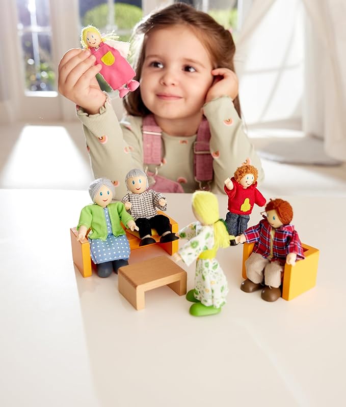 Hape Happy Family Dollhouse Set Award Winning Doll Family Set, Unique Accessory for Kid’s Wooden Dolls House.