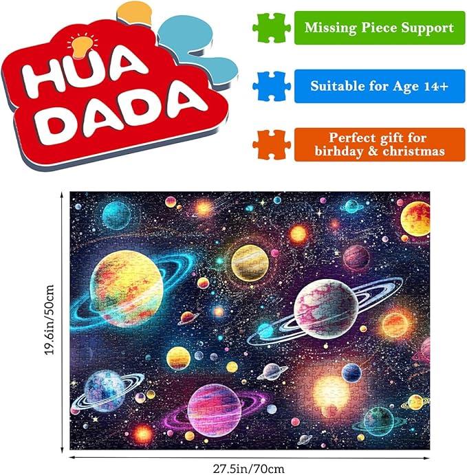 HUADADA Jigsaw Puzzles for Adults 1000 Piece Jigsaw Puzzles for Adults Challenging Game with Letters on Back （Mysterious Universe