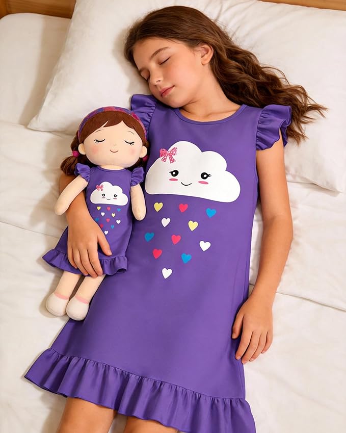 LQSZ Doll and Girl Matching Nightgown Outfit Pajamas Nightie Nightgown for Girls and Dolls Clothes