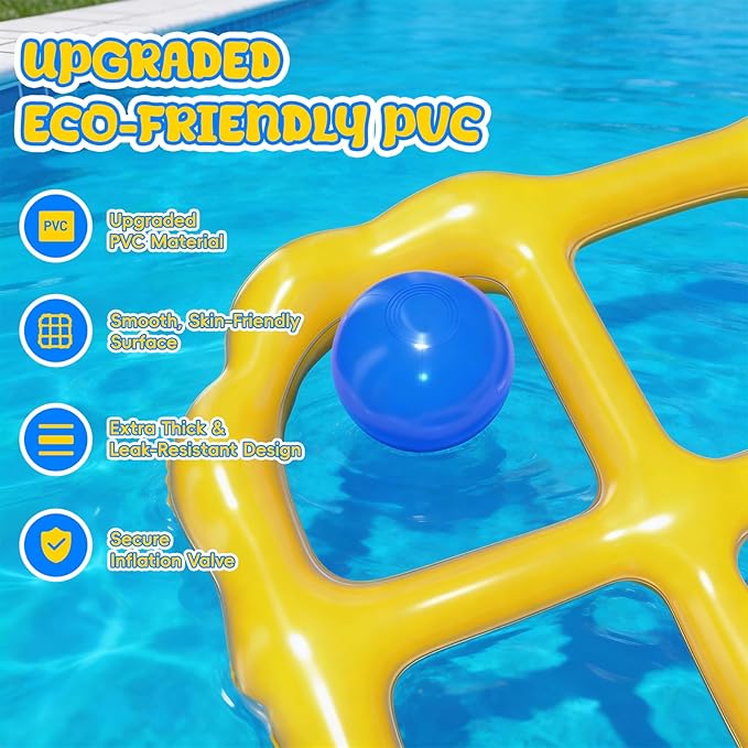 Tic Tac Toe Pool Game, Giant Inflatable Floating Board Set with 10 Balls, Pool Toys Party Game for Kids Adults Teens, Summer Water Party Backyard Beach Yard Field Day Outdoor Activities