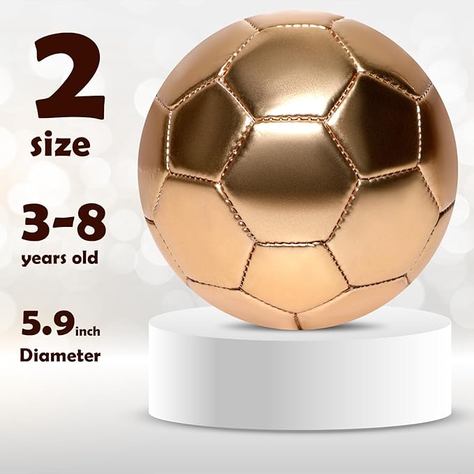 DLUGOPIS Golden Mini Soccer Ball Size 2 Toddler Soccer Ball Kids Soccer Ball Age 3-8 for Trophy Boys Girls Outdoor Grass Yard Toys Sport Gift