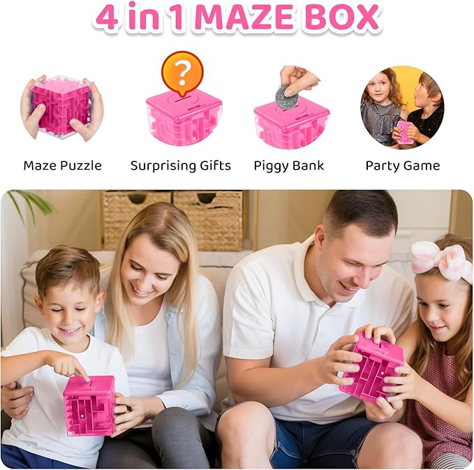 Money Maze Puzzle Boxes Pink, Money Gift Boxes for Cash Pop Up, Money Puzzle Box for Cash Gift Kids Adults