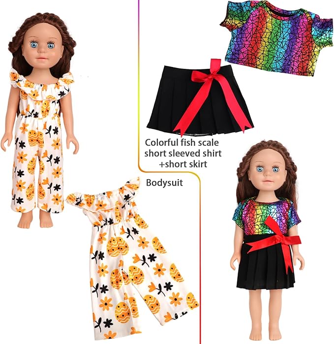 10 Sets of 18 Inch American Doll Clothes, Including 10 of Doll Clothing Dress Outfits for American Dolls, Birthday Gifts for Kids