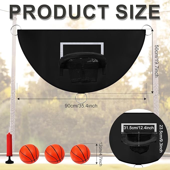 Breakaway Rim Basketball Hoop for Dunking with Mini Basketballs Trampoline Attachment Indoor & Outdoor Use