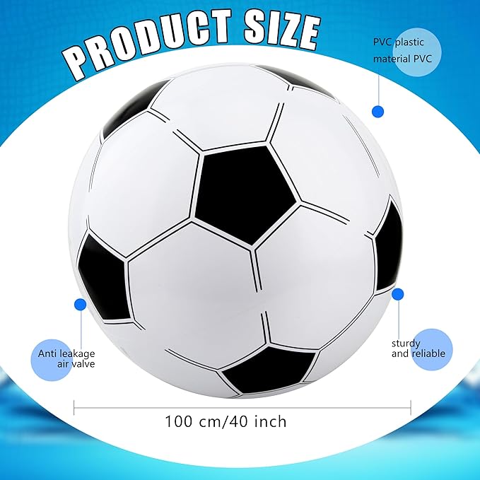 2 Pcs 40 Inch Giant Inflatable Soccer Ball Basketball Volleyball Baseball Blow Up Beach Balls Large Inflatable Sport Pool Balls for Outdoor Activity Games Pool Decoration