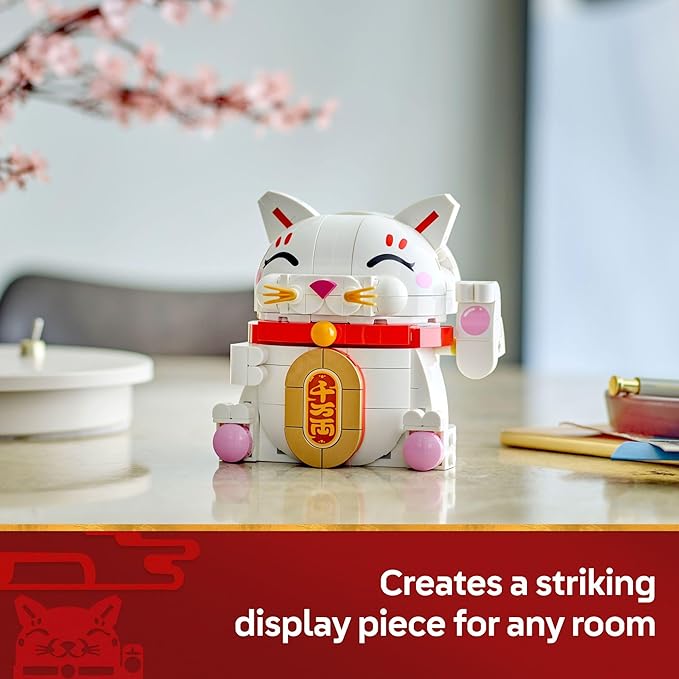 LEGO Lucky Cat Building Toy for Girls & Boys - Smiling Cat W/Waving Paw Function for Kids, Ages 9+ - Home Decor for Spring Festival & Chinese New Year Celebrations - Gift Idea for Birthdays - 40813