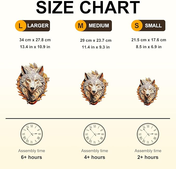 Wooden Puzzles for Adults, Eternal Wolf Jigsaw Puzzles, 190 Piece Unique Shaped Puzzle, Animal Shape Puzzle, Gifts for Adults/Friends/Family, Family Game，Wall Decor(13.4 * 10.9in)