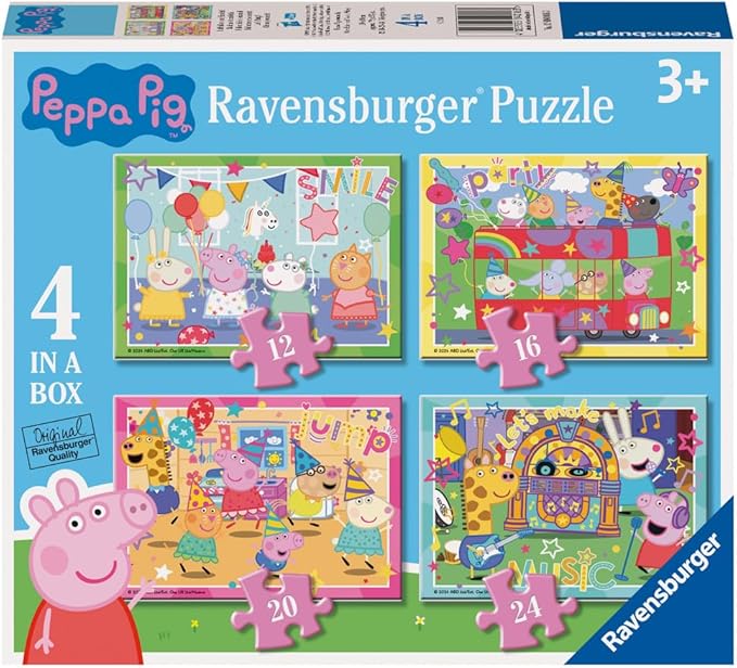 Ravensburger - Peppa Pig Puzzles Pack Of 4 | Puzzle 3 Years Or Over | Gift Child 3 Years Or Over 72 Pieces | Kids Puzzles 19 X 14 Cm | Ravensburger Puzzle