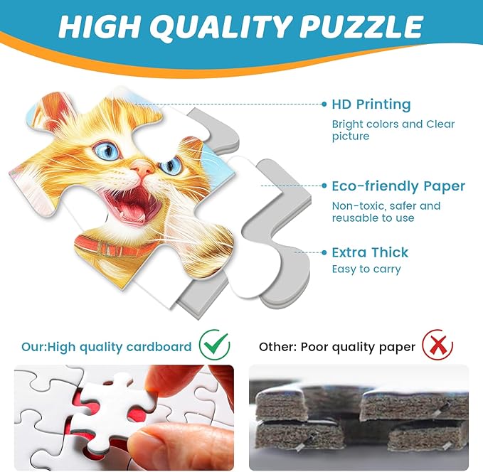 500 Piece Puzzles for Adults, Laughing Cats Large Piece Jigsaw Puzzle for Adults Seniors,Recycled Cardboard Puzzle 500 Piece,Family Activity Great Gift for Family Friends 20.5 * 15 in