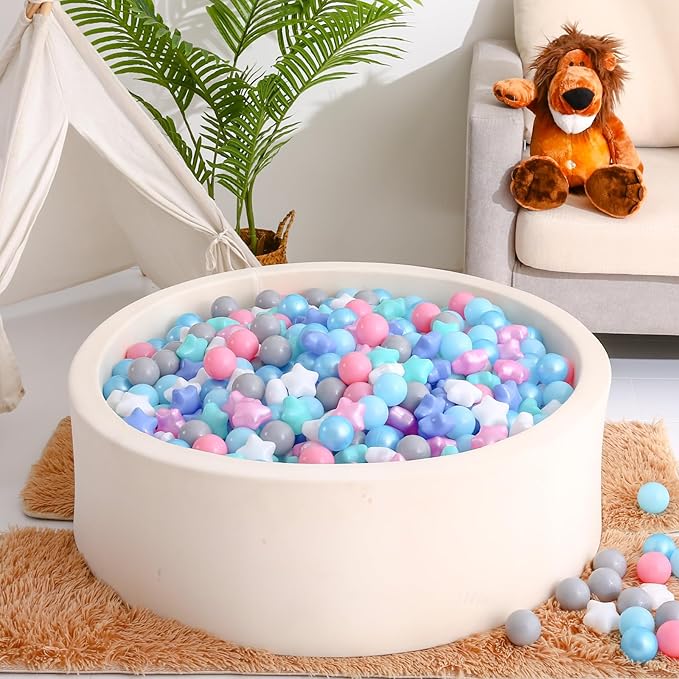 Realhaha Ball Pit Balls 50 100 200 500, Star Shapes for Babies Kids Playpen Plastic Balls for Babies Ball Pool Puppy Playballs