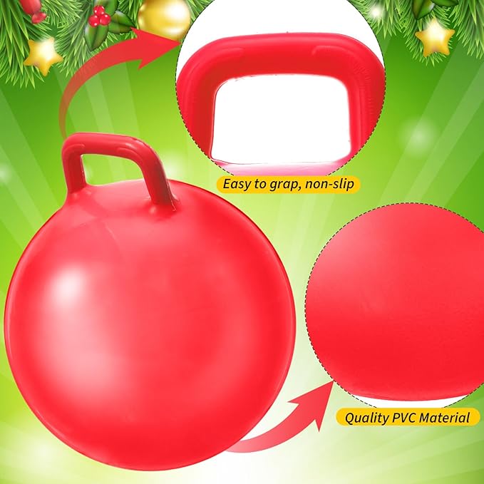 Sratte 6pcs Hopper Ball with Handle Bouncing Marble Bouncy Balls Hopping Toys Inflatable Jumping Toy for Jumping Sport Hop Boys Girls Gifts Party Favors (Pure,Classic Color)