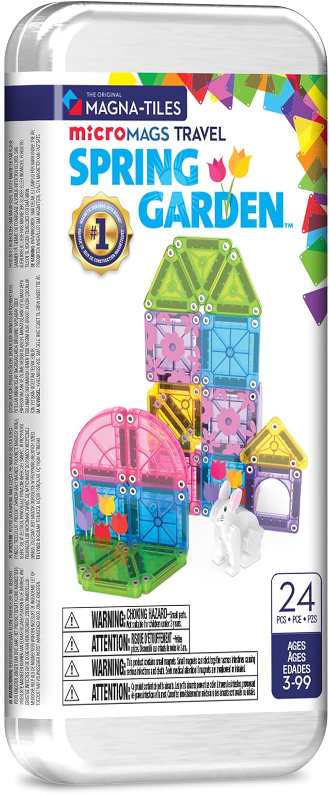 Magna-Tiles microMAGS 24-Piece Spring Garden Travel Set, The Original Magnetic Building Brand