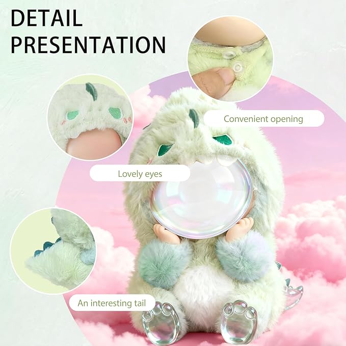 Plush Doll Clothes for 6.7 Inch (17cm) Dolls,Cute Green Dinosaur Costume,This 2-piece Set has a 3D Feel- Perfect for Collectors Dress-Up,Christmas,and Birthday Gifts