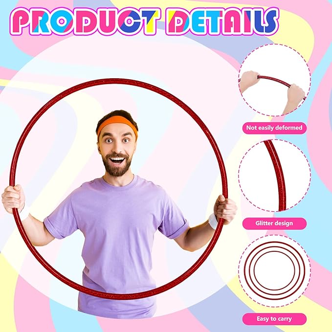 Syhood Glitter Plastic Exercise Hoop Fitness Hoop Adults Exercise Rings Fitness Circles for Party, Sports, Pilates, Playing, Weight Loss Accessories