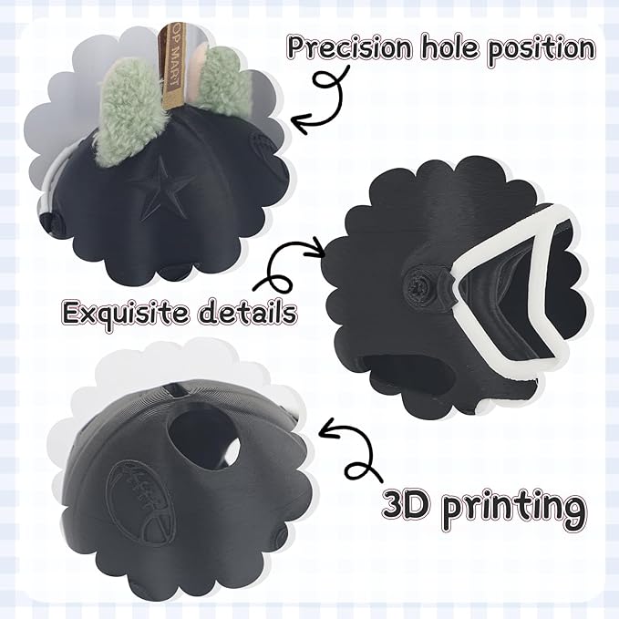 3D Printed Football Helmet Used for Labubu Doll Stuff,Compatible with Labubu Outfit 17cm Doll Clothes and Accessories Designer (Black)