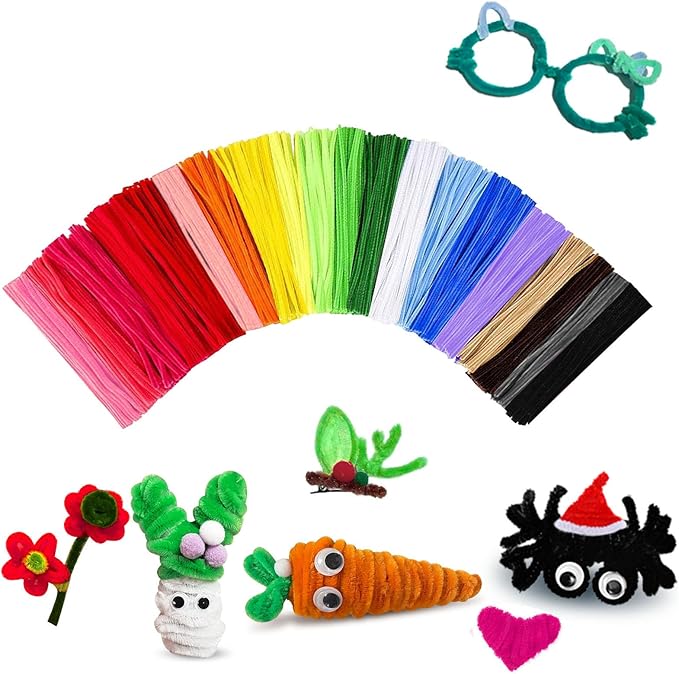 Pipe Cleaners,300PCS Multicolored,Pipe Cleaners Craft,Juegos para Niños,Arts and Crafts,Art Supplies,Craft Supplies Pipe Cleaners Bulk for Projects Creative DIY Decorations School Supplies for Kids ﻿